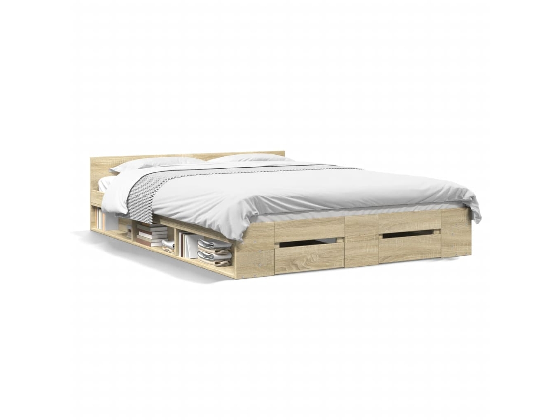 Bed Frame, Bed Frames Vidaxl Marrom Madeira Processada (160 X 200 Cm)