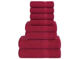 8 Pcs Conjunto De Toalhas 360 Gsm 100 Algodão Bordô Wsd465571