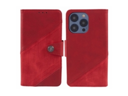 Capa Textura Louco Para Iphone 15 Pro Max Pele Sintética Vermelho