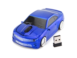 Rato Sem Fio Em Forma De Carro Esportivo Azul