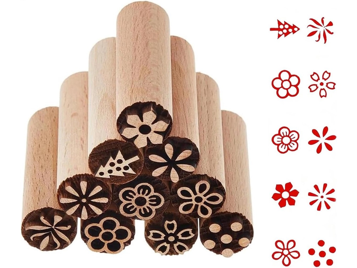 Conjunto de 10 Carimbos de Argila Trawl com Padrões Florais para Cerâmica, Confeitaria, Artesanato e Textura. AQUAFORGE