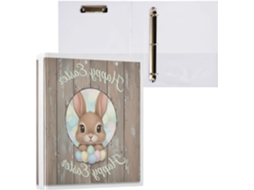 Pasta de 3 Argolas para Papel Tamanho Carta , Coelhinho da Páscoa Redondo e Fofo com Porta pra (27,9 X 21,6 Cm)