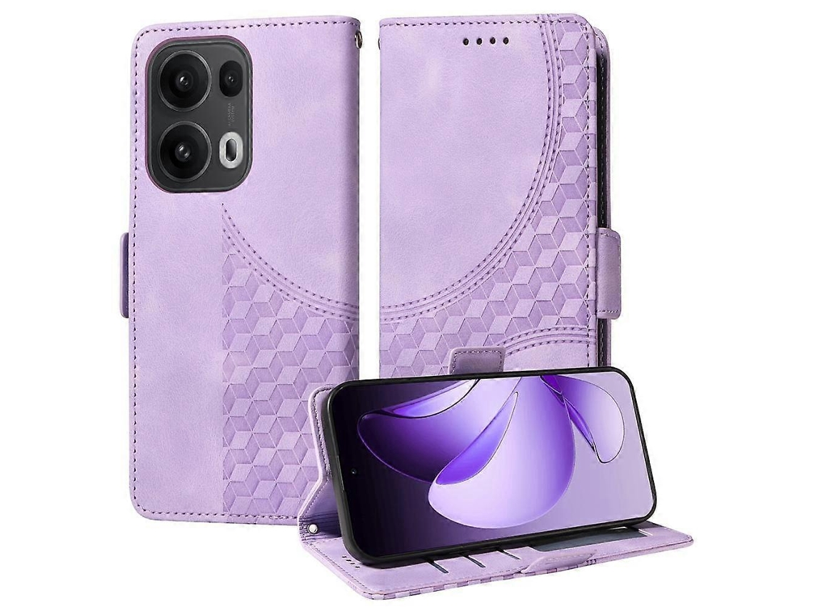 Capa De Celular De Couro Estrelado Com Losangos Em Relevo