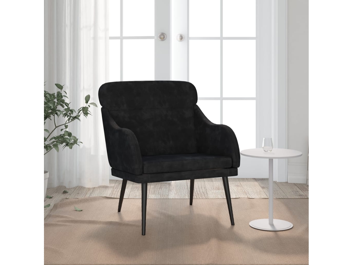 Vidaxl Cadeira Com Apoio De Braços 63x76x80 Cm Veludo Preto
