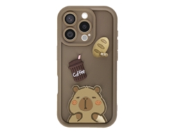 Capa Para Iphone 16 Pro Max Com Motivos Capybara Kawaii Em 3d E Borda Elevada