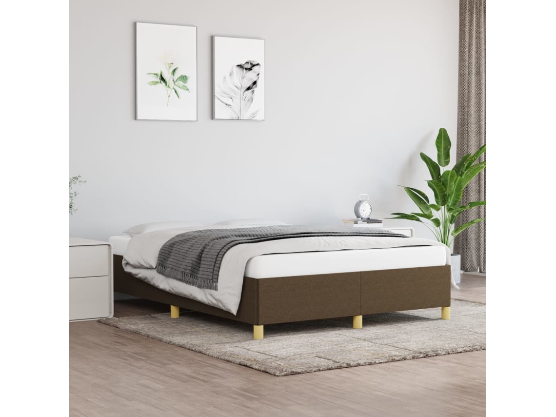 Vidaxl Estrutura de Cama Sem Colchão 140x200 Cm Tecido Castanho escuro