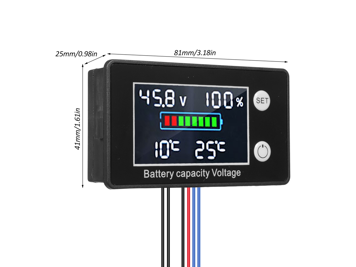 Testador de Capacidade de Bateria com Alarme e Display LCD, 9V-100V, Monitor de Tensão Digital