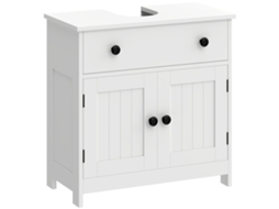 Móvel Lavatório Moderno Autoportante C/ Fecho Suave, Gaveta E 2 Portas, Branco