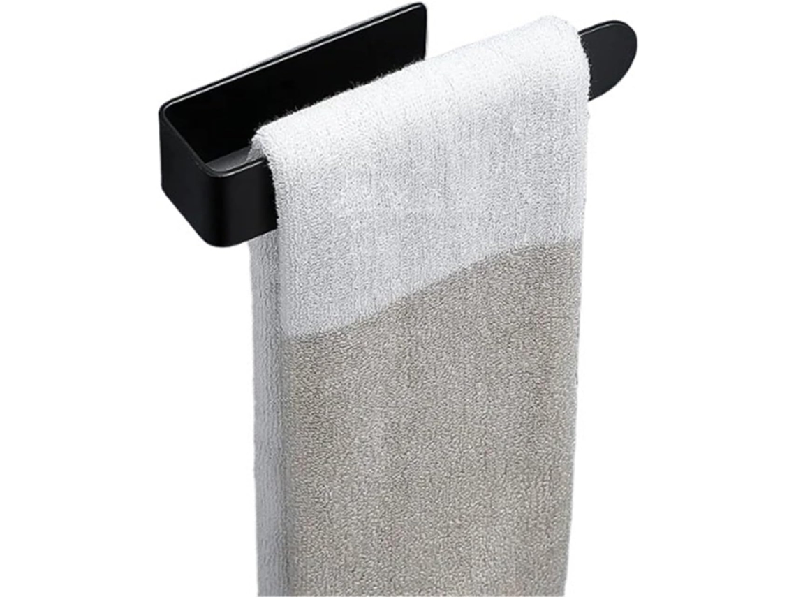 Suporte Para Toalhas Sem Furos, Autoadesivo, Para Banheiro E Cozinha Preto, 37cm