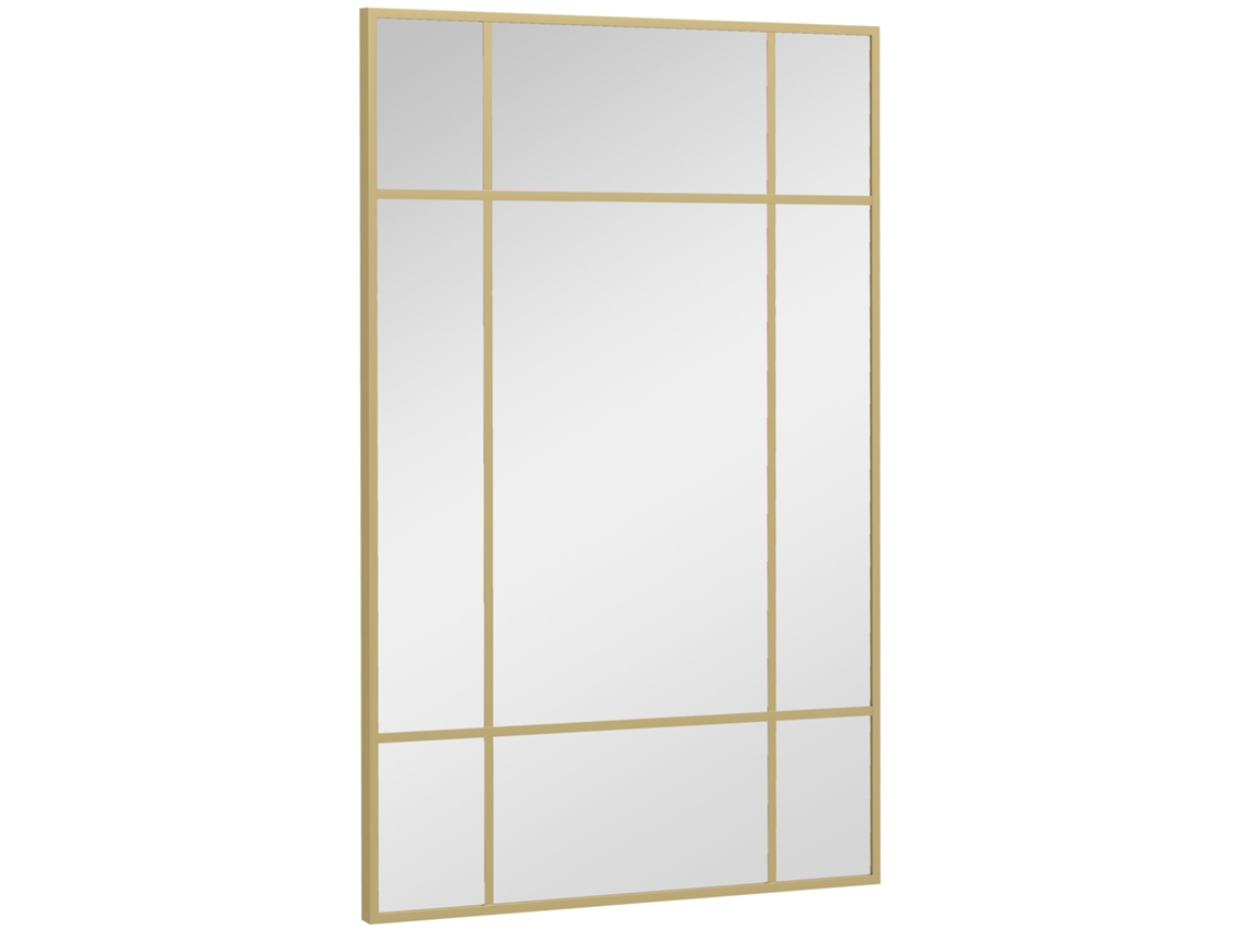 Espelho De Parede Retangular 90x60 Cm Com Moldura De Metal Espelho Decorativo Para Sala Quarto Entrada Dourado