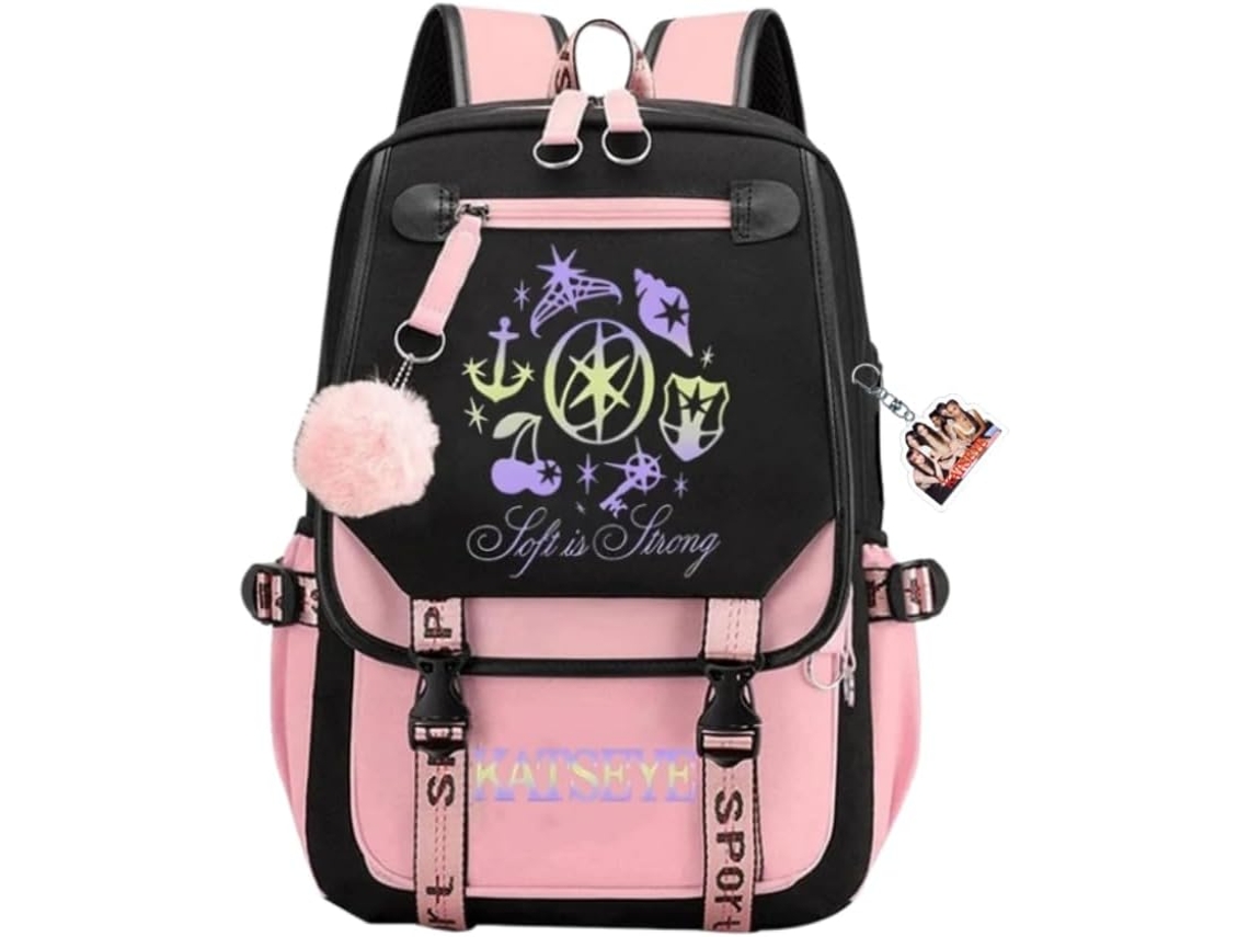 Mochila Cantor Kpop Com Chaveiro, 43,2 Cm, Grande Prova D'água Cabo Áudio, Escolar Leve E Casual Para Férias,