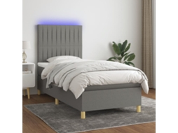 Cama Box Spring C/ Colchão E Led 80x200 Cm Tecido Cinza-escuro