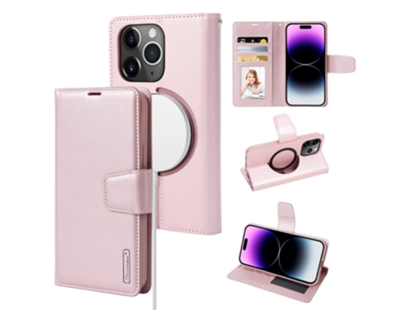 Capa Magsafe Para Iphone 14 Pro Max Hanman Pele Sintética Rosa