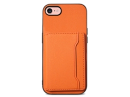 Capa Em Tpu Textura De Gémeo, Com Suporte E Porta-cartões Para Apple Iphone 7 / 8 / Se (2020) / Se (2022) - Laranja