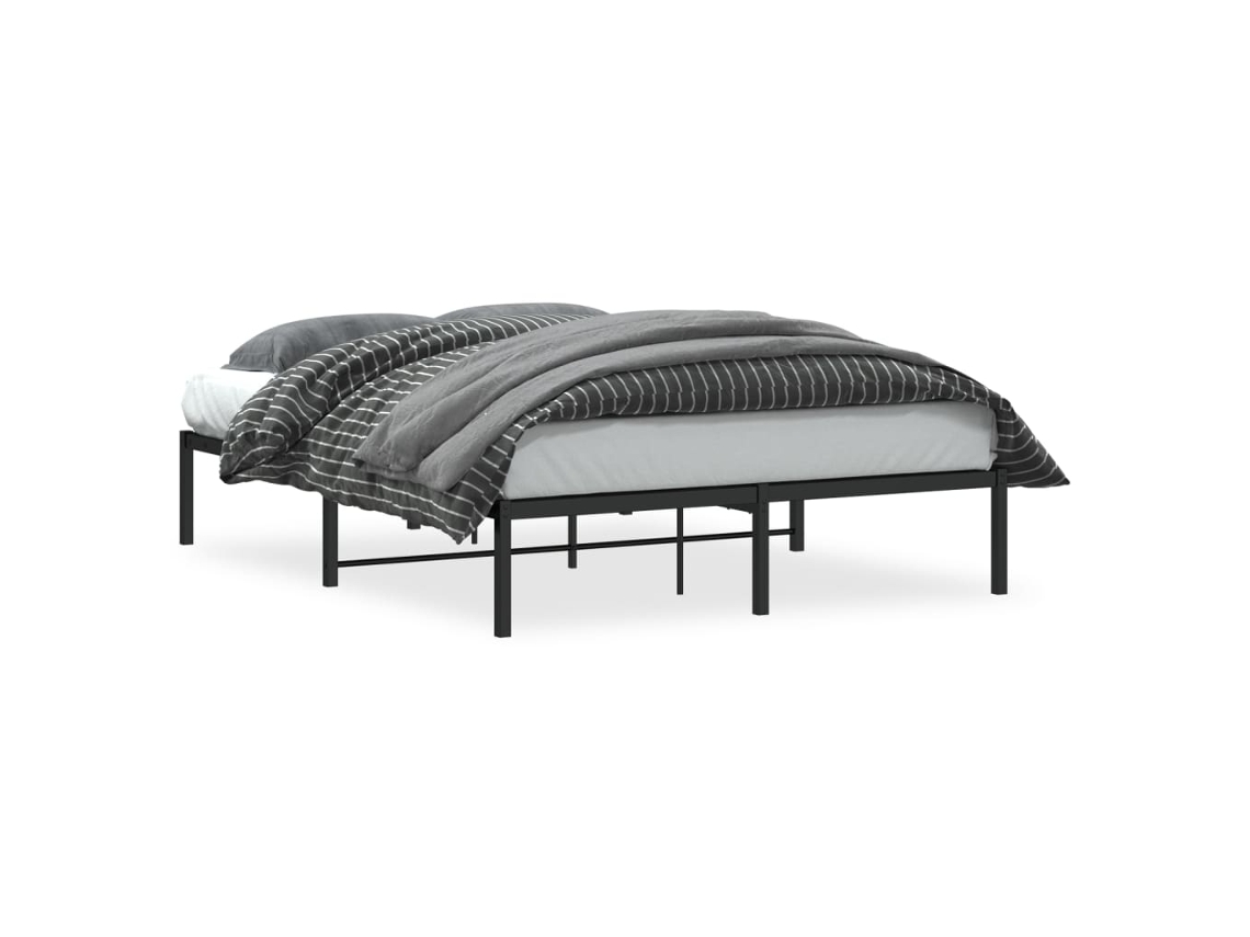 Bed Frame, Bed Frames Vidaxl Preto Aço (135 X 190 Cm)