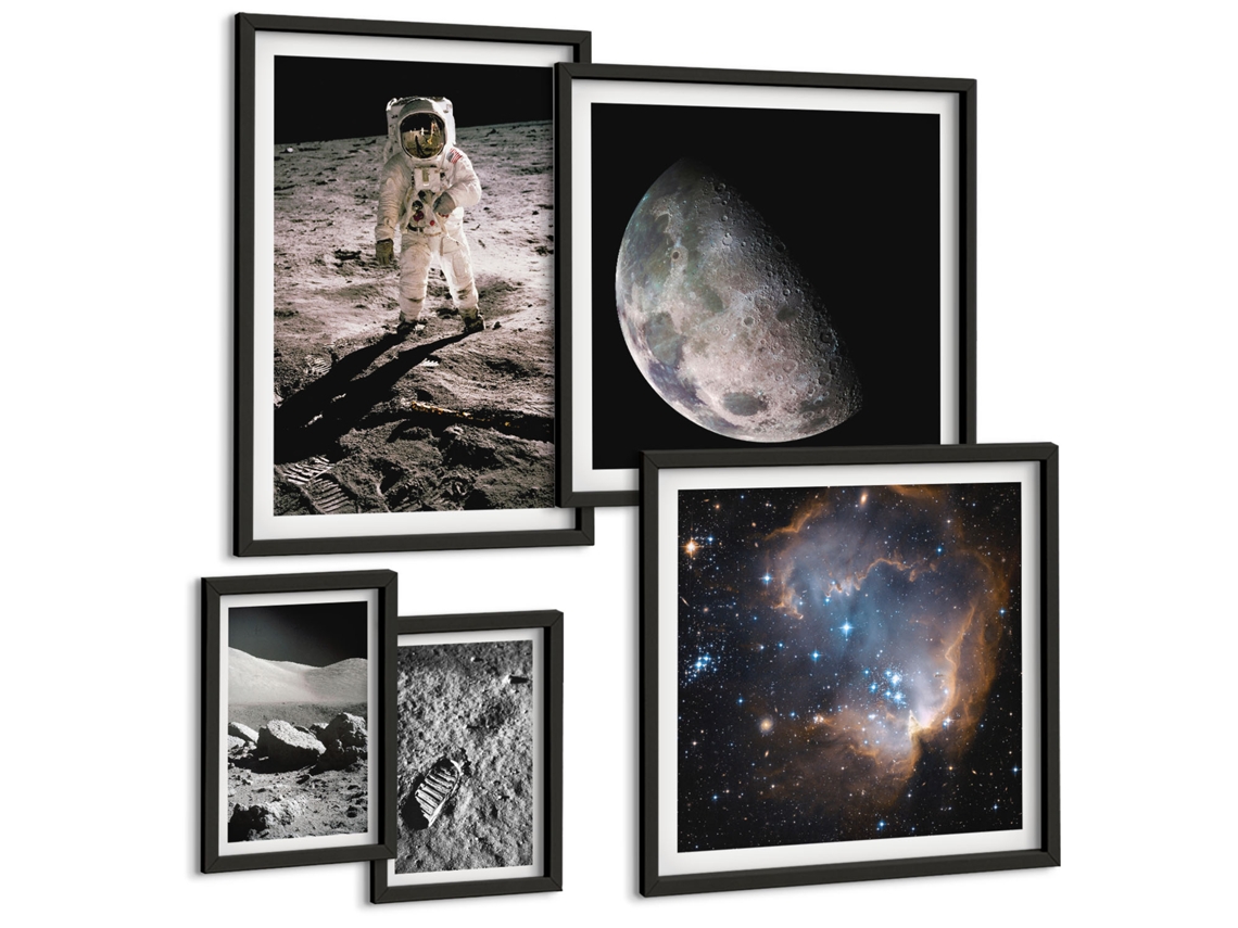 Conjunto De Pinturas Grama, Natureza Colorida Moldura Preta Quadros Para A Sala De Estar Espelharte (conjunto De 5 Imagens)