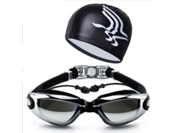 Óculos de Natação AQUAFORGE ajustáveis, com protetores auriculares, lentes com proteção UV, antiembaçante