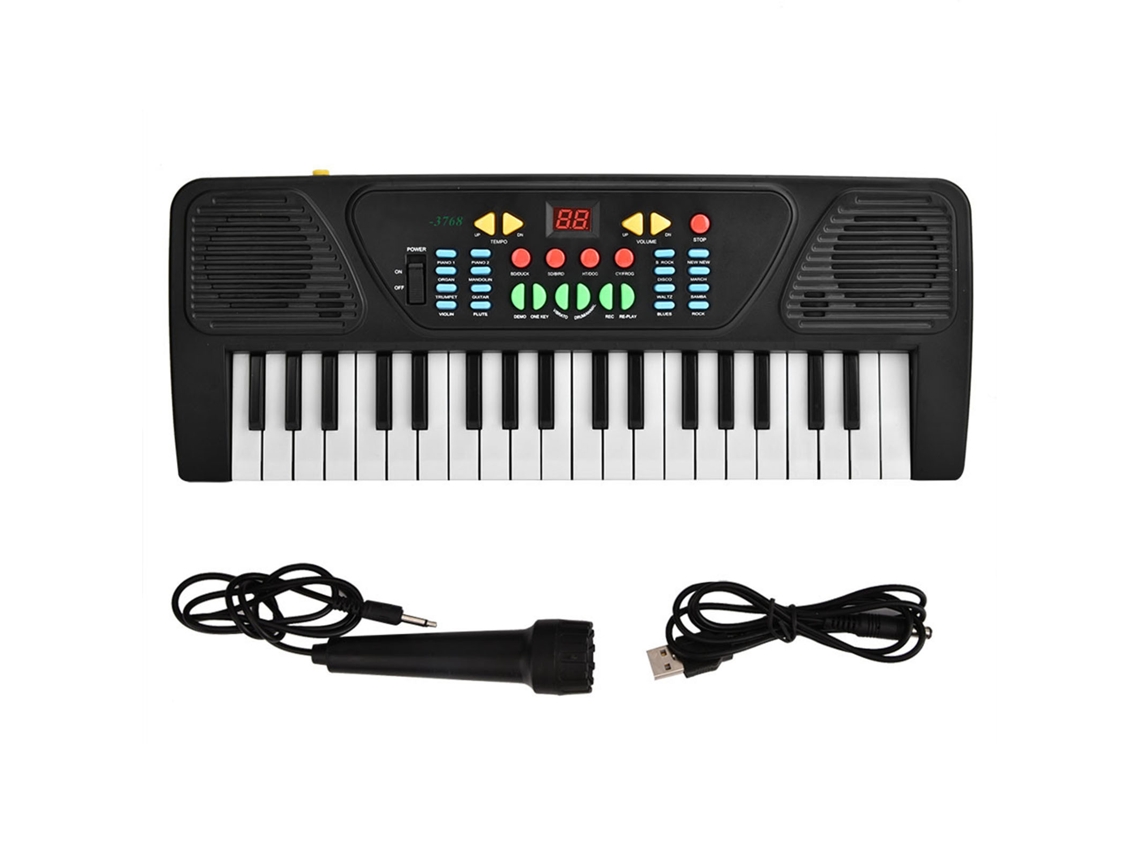 Piano Elétrico Infantil 37 Teclas Com Microfone Brinquedo Musical Digital Usb