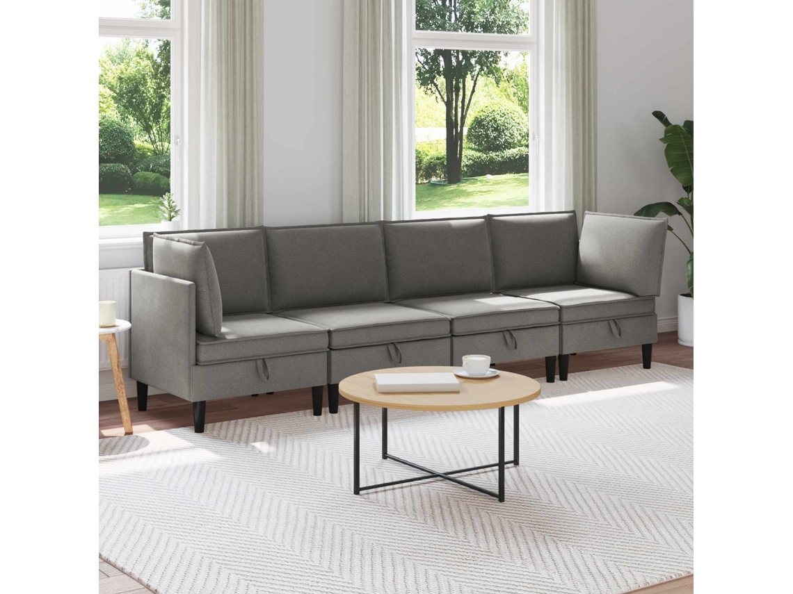 Vidaxl Conjunto De Móveis Para Sala De Estar 4 Pcs Cinzento-escuro