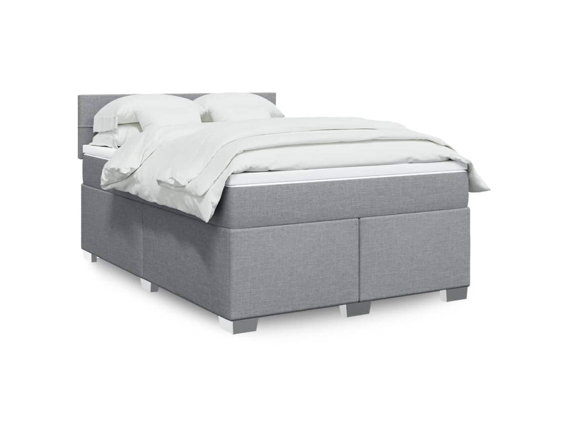 Vidaxl Cama Com Molas/colchão 140x190 Cm Tecido Cinzento-claro