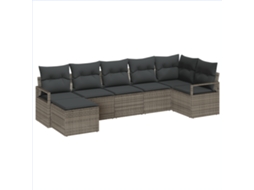 Conjunto 7 Conjunto De Jardim Vidaxl Cinzento Vime Pe (287 X 122 X 85 Cm)