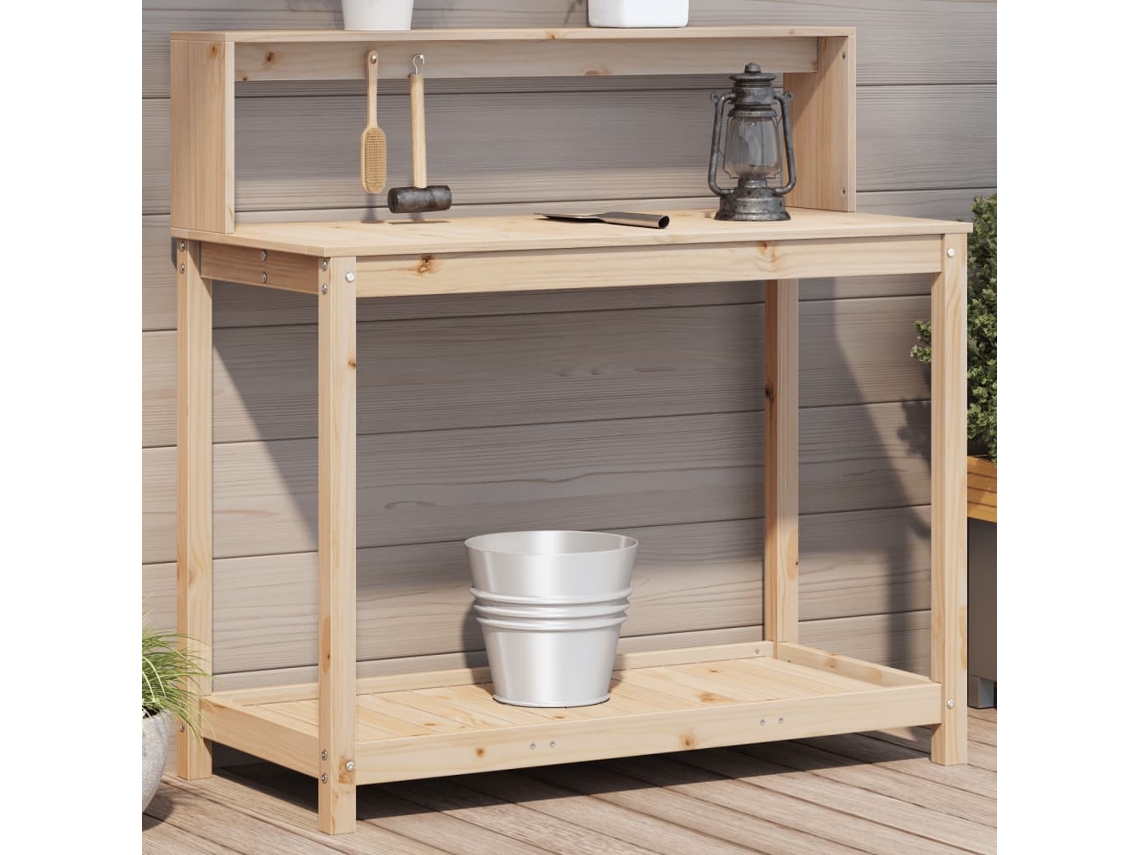 Vidaxl Mesa De Jardinagem C/ Prateleiras 108x50x109,5 Cm Pinho Maciço