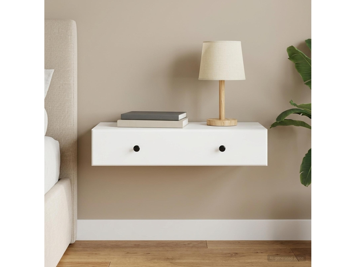 Vidaxl Mesa Lateral De Parede Branco 87,5 X 34,5 X 17 Cm
