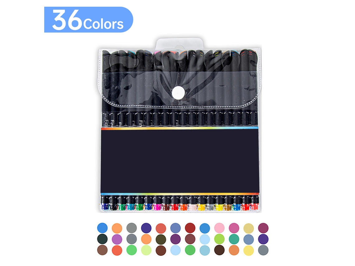 36 Canetas Fineliner Ponta Fina 0.4mm para Diário Escrita Desenho | S/MARCA