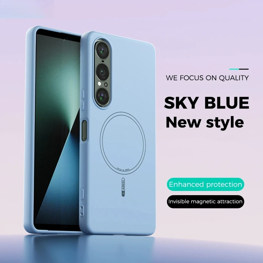 (azul, Sony Xperia 5v) Capa De Silicone Líquido Suave Elegante, Com Função De Sucção Magnética, Suporte Magsafe, Proteção Anti-queda