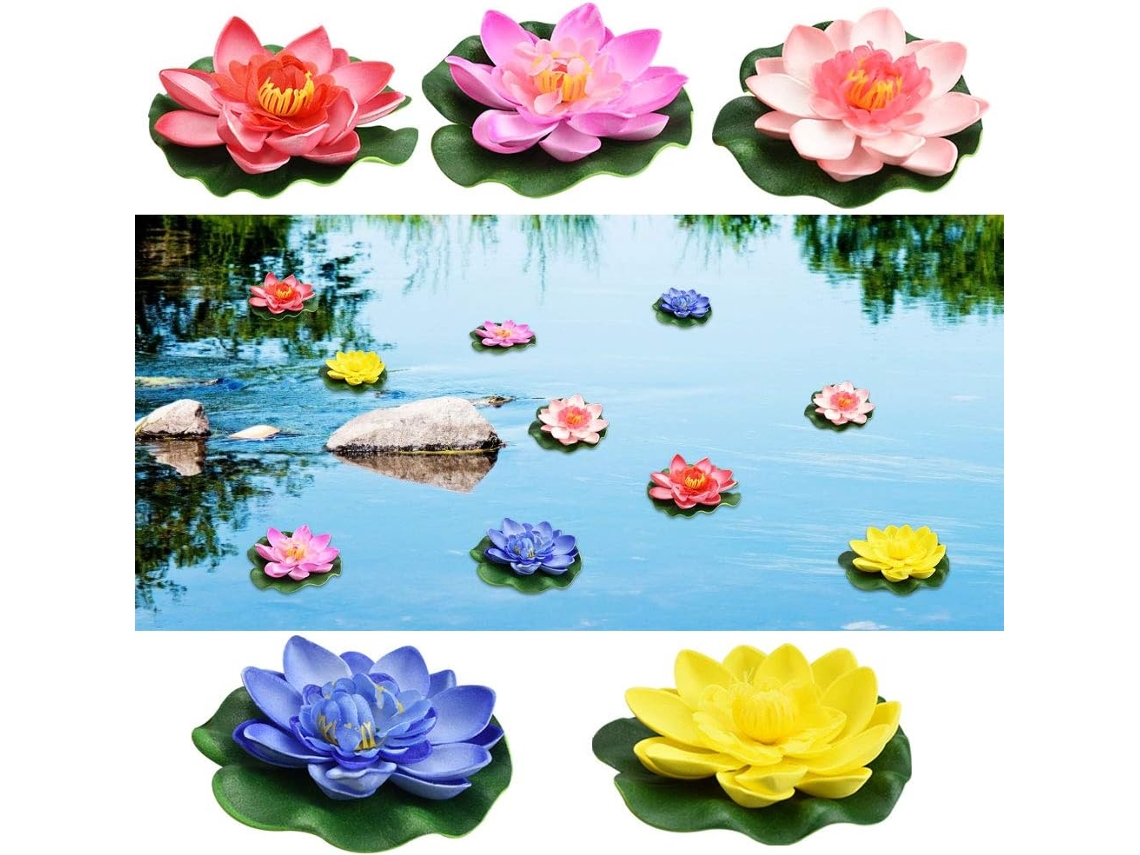 Flores Flutuantes de Eva Rosa 10cm para Lago, Aquário, Jardim e Piscina ZYBLSSBB