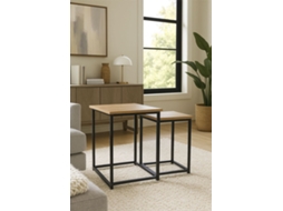 Conjunto De 2 Mesas De Centro Ceu 40 X 34 Cm - Castanho Claro