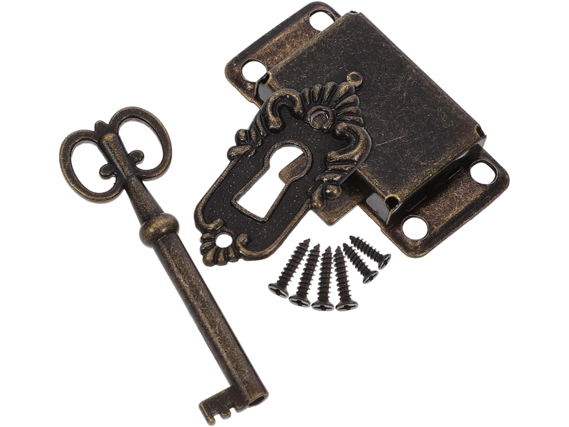Fechadura De Estilo Antigo Com Chave, Vintage Para Caixas Joias E