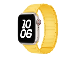 Pulseira Magnética de Silicone Halinuia para Apple Watch Series 1 11/ultra 1 3/se3 , Design Esportivo Respirável. Amarela (42 49 Mm)
