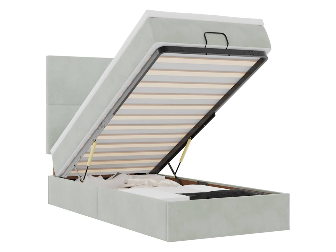 Ottoman Bed, Ottoman Beds Vidaxl Cinzeto Veludo (100 X 200 Cm)