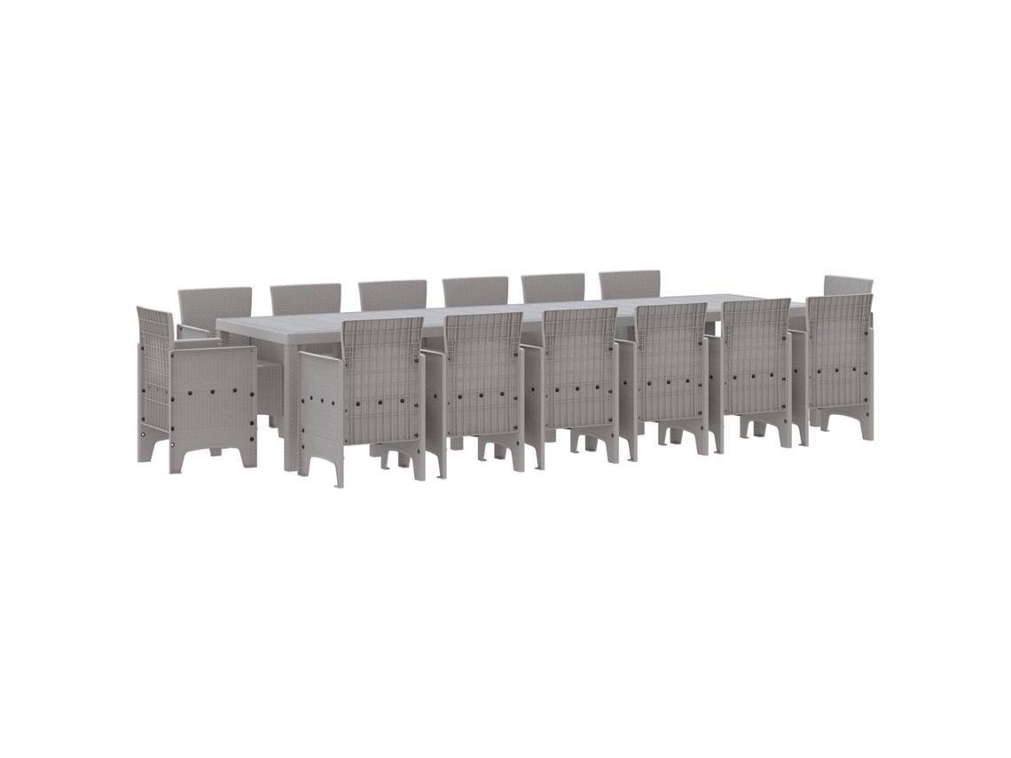 Conjunto 15 Conjunto De Jantar Para Jardim Vidaxl Cinzento-claro Polipropileno (350 X 100 X 73 Cm)