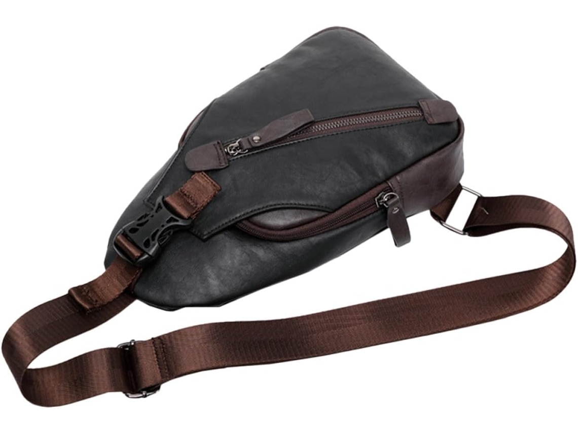 Bolsa De Ombro Masculina Ciieeo, Em Pu E Algodão Poliéster, Design Simples, Ideal Para Esportes.
