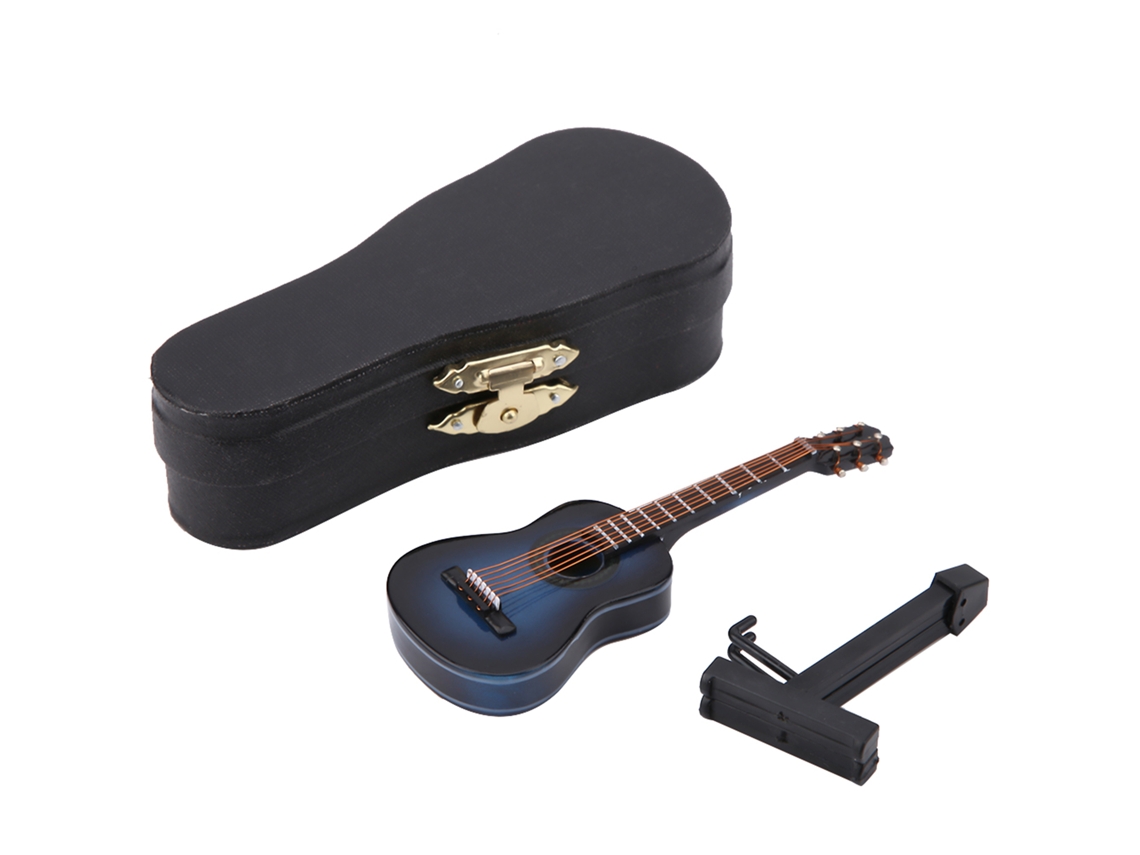 Modelo Miniatura Guitarra de Madeira Azul 10cm