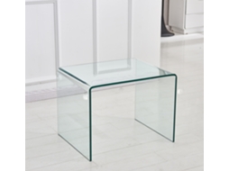 Mesa Apoio Vidro Curvo Design Transparente Sofá