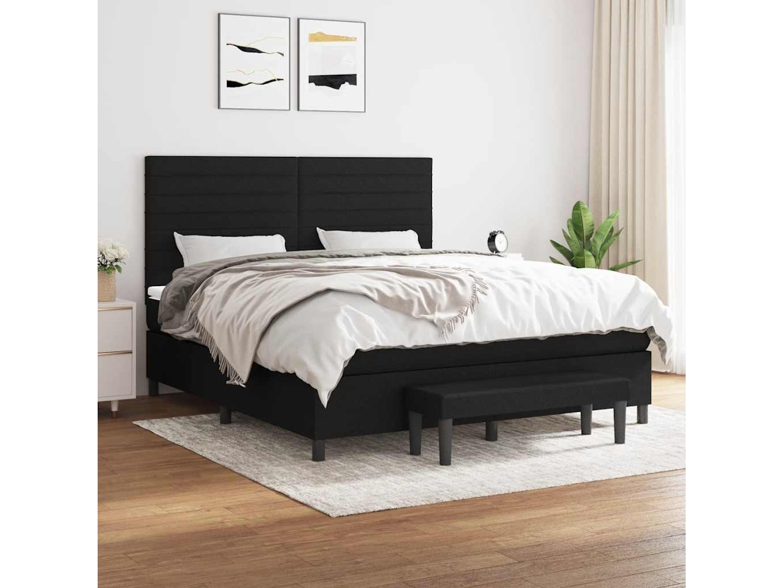 Vidaxl Cama Com Molas/colchão 160x200 Cm Tecido Preto