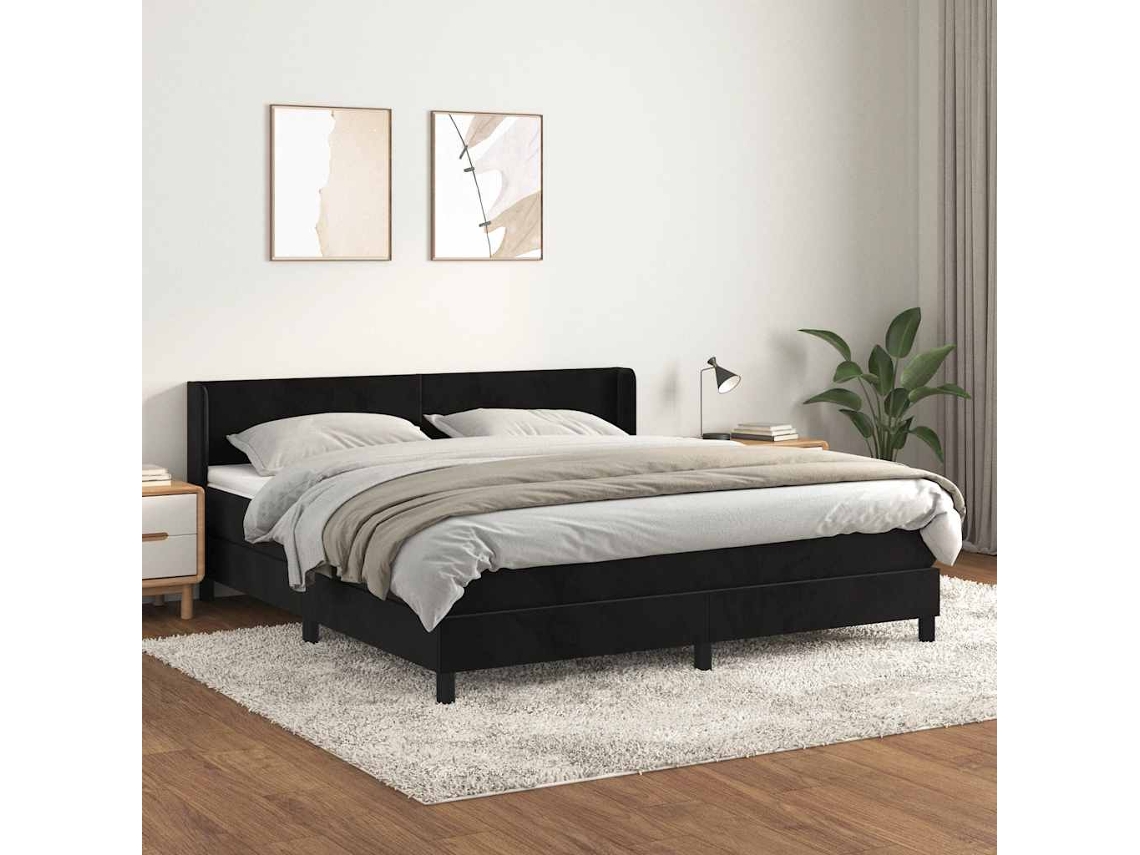 Vidaxl Cama Com Molas/colchão 160x200 Cm Veludo Preto