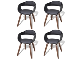 Vidaxl Cadeiras Jantar 4 Pcs Madeira Curvada E Couro Artificial Preto