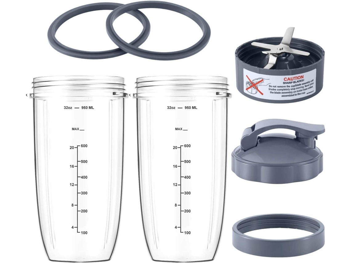 Conjunto De 7 Peças Para Liquidificador Nutribullet: Copo Grande De 946 Ml(32 Oz), 1 Tampa Flip
