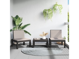 Vidaxl 3 Pcs Conjunto Lounge De Jardim Com Almofadões Pp Antracite