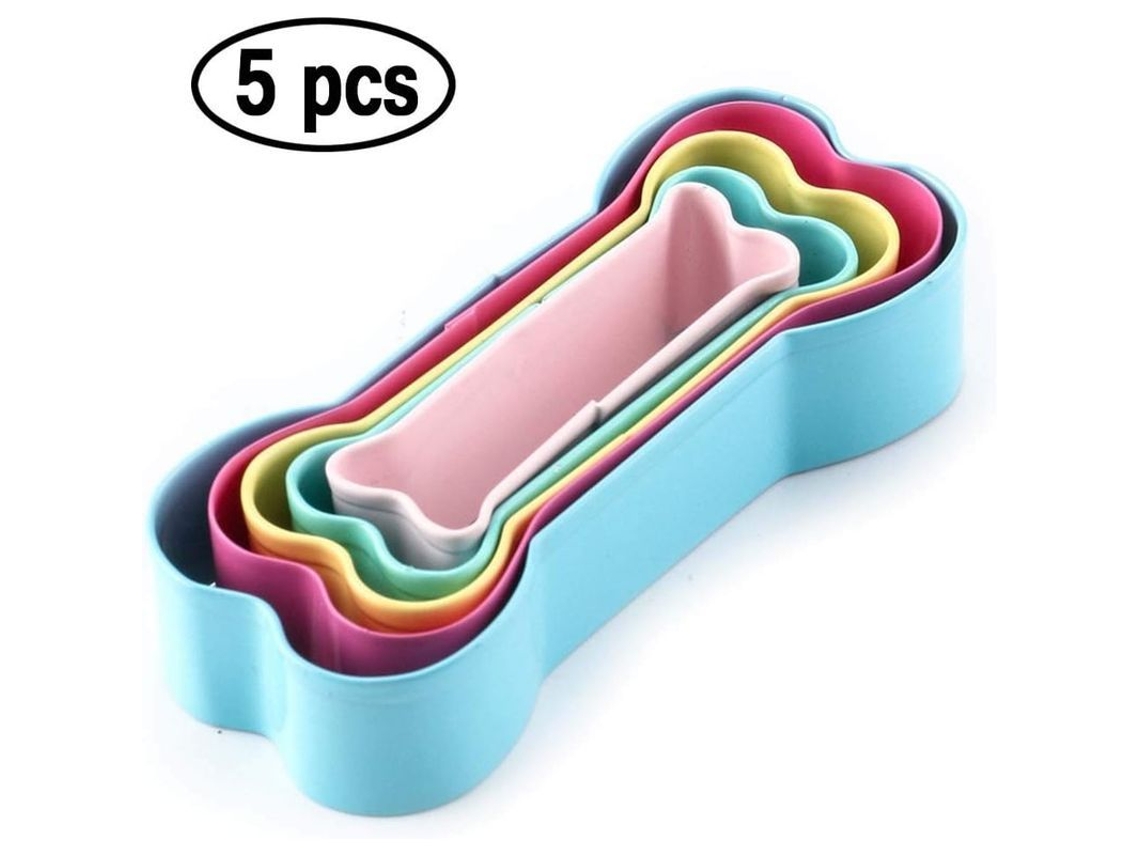 Set De Moldes De Hueso Para Perro De Acero Inoxidable Colorido 5 En 1 Bpa Free Para Galletas Y Pasteles