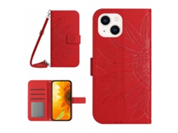Capa Pega Para Iphone 15 Pele Sintética Vermelho