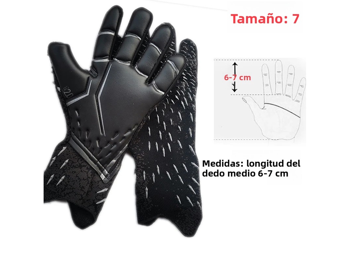 Luvas De Goleiro De Futebol Profissionais (pretas, 7 Cm), Com Proteção Reforçada Em Látex.