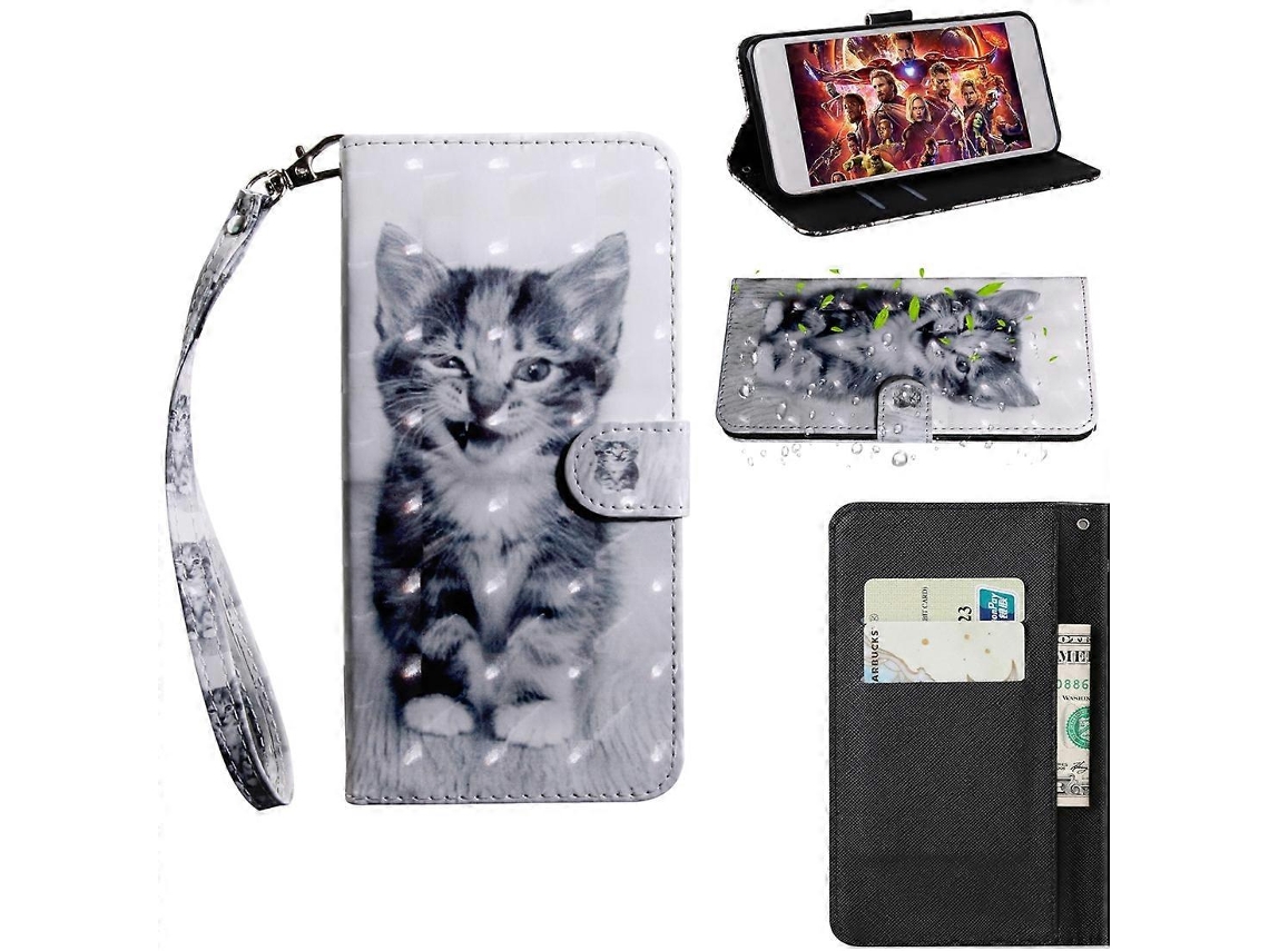 Capa De Tpu Couro Pu Com Padrão De Pintura 3d E Desenho Colorido Horizontal Com Suporte, Compartimentos Para Cartão E Carteira