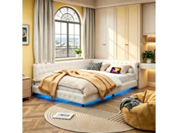 Sofá cama, com encosto, LED, USB, estrutura de casal, cabeceira estofada, SIMURQ