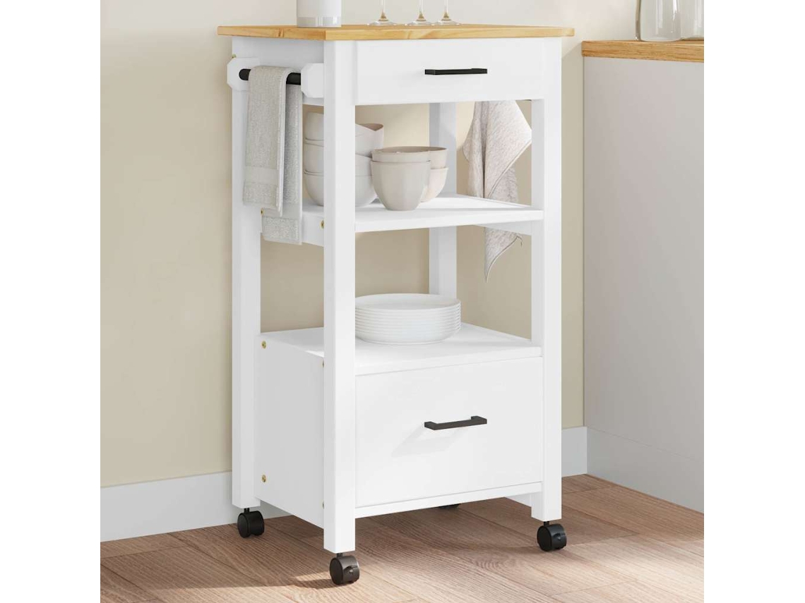 Vidaxl Carrinho De Cozinha Monza 48x40x88,5 Cm Madeira De Pinho Maciça