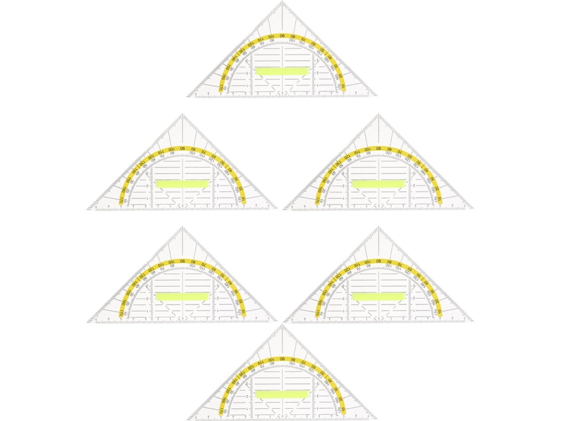 Conjunto De 6 Réguas Triangulares Multifuncionais Plástico, Leves E
